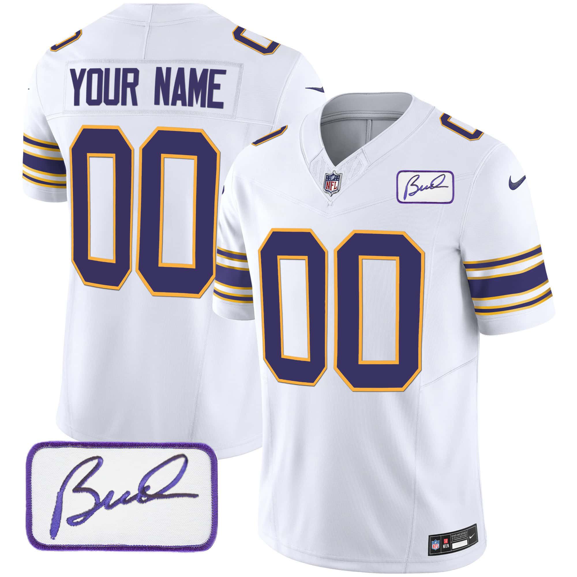 Men Minnesota Vikings White 2024 Nike Bud Grant Patch Classic Limited Custom NFL Jersey